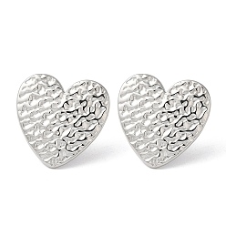 Нержавеющая Сталь Цвет Не тускнеют 304 серьги-гвоздики из нержавеющей стали, сердце, цвет нержавеющей стали, 22x22 мм