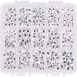 Letter A~Z Acrylic Beads, with Horizontal Hole, Letter, Flat Round, Letter A~Z, 7x4mm, Hole: 1mm, about 520pcs/box