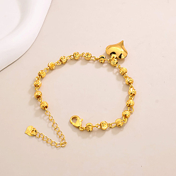 Настоящее золото 18K Винтажные пляжные женские браслеты на лодыжку в форме сердца с кисточками, реальный 18 k позолоченный, 6-3/4 дюйм (170 мм)