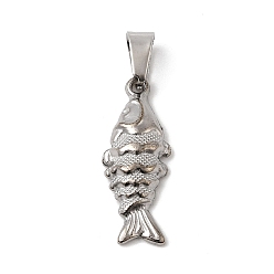 Fish 304 подвески из нержавеющей стали, цвет нержавеющей стали, рыба, 26x10x3.5 мм, отверстие : 7x5 мм