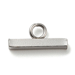 Stainless Steel Color Non-Tarnish 304 Stainless Steel Charms, Rectangle Charm, Stainless Steel Color, 13x6x2mm, Hole: 2.3mm