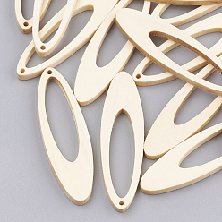 пшеница Деревянные большие подвески, овальные, цвет пшеницы, 52~53x15x3 мм, отверстие : 1.6 мм