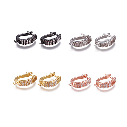 Mixed Color Brass Hoop Earring Findings with Latch Back Closure, with Micro Pave Cubic Zirconia and Loop, Clear, Mixed Color, 21x4.5x12.5mm, Hole: 1.2mm, Pin: 1mm
