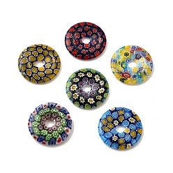 (52) Непрозрачная лаванда Стекло ручной работы тысячецветник бисера, пончик / пи-диск, разноцветные, 30x4~5 мм, отверстие : 6 мм
