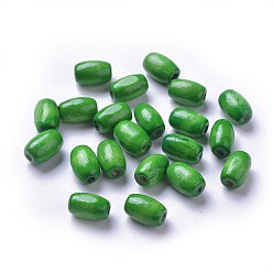 Зеленый Бессвинцовые бусины из натурального дерева, овальные, хороший подарок на День детского делает, окрашенные, зелёные, Размер : шириной около 8 мм , 12 мм длиной, отверстие : 3 мм, Около 4000 шт / 1000 г