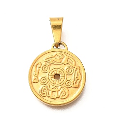 Золотой 201 подвески из нержавеющей стали, амулет-монета, ионное покрытие (ip), золотые, 18.5x16x2 мм, отверстие : 7x3.5 мм