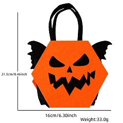 Оранжевый Хэллоуин тема тыква фетр ткань конфеты сумки-тоут, оранжевые, 16x21.5 см