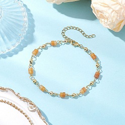 Красный Авантюрин Латунные браслеты из натурального красного авантюрина для женщин, плоско-круглые, золотые, 7-1/2x1/8 дюйм (19x0.4 см)