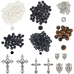 Mixed Color DIY Jewely Making Finding Kits, include 8Pcs Charm, 244Pcs Round Beads, 50Pcs Bead Caps, Mixed Color, 4~10mm