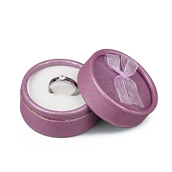 Серо-розавый Круглые картонные коробки для хранения колец, Шкатулка для украшений с бантом и белой губкой внутри, для хранения колец, увядшая роза, 5.5x3.5 см, 30 шт / комплект