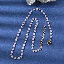 Лавандовый румянец 304 Ожерелье из нержавеющей стали с гранеными стеклянными бусинами-ронделями, цепочка ручной работы с камнями-талисманами, символизирующими месяц рождения, для женщин., ионное покрытие (ip), золотые, лавандовый румянец, 14.96 дюйм (38 см)