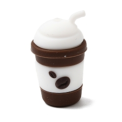 Белый Силиконовые бусины, фокусные бусы, чашка кофе, белые, 29x17x17 мм, отверстие : 2 мм