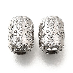 Платинированный Латунные бусины, без кадмия, без никеля и без свинца, колонка, Реальная платина, 10x7.5 мм, отверстие : 3 мм