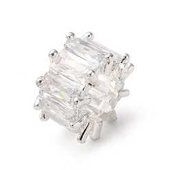 Серебро Латунные микропаве из прозрачного кубического циркония, плоско-круглые, без кадмия и без свинца, стойки покрытие, долговечный, серебряные, 11x6.5 мм, отверстие : 6 мм