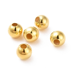 Real 18K Gold Plated 925 Sterling Silver Spacer Beads, Round, Real 18K Gold Plated, 4mm, Hole: 1.4~1.5mm