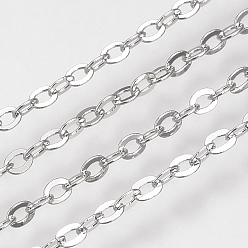 Платинированный Паяные латунные кабельные цепи, с катушкой, кабельные цепи, без никеля , Реальная платина, 3x2.3x0.4x0.6 мм, около 98.42 футов (30 м) / рулон