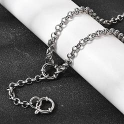 Нержавеющая Сталь Цвет 4.5мм 201 цепочки-роло из нержавеющей стали для мужчин и женщин, не тускнеет, цвет нержавеющей стали, 22.05 дюйм (56 см)