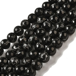 Coal Quartz Synthetic Silver Line Coal Quartz Beads Strands, Round, 6mm, Hole: 1mm, about 66pcs/strand, 15.87''(40.3cm)