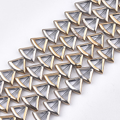 Прозрачный Стеклянные бусины с гальваническим покрытием , окантовка, вентилятор, прозрачные, 12x15.5~16x4.5 мм, отверстие : 1 мм, около 20 шт / нитка, 9.4 дюйм