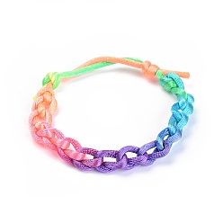 Colorful Adjustable Nylon Thread Braided Cord Bracelet, Colorful, 2 inch~2-1/8 inch(5.05~5.3cm)