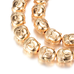 Светло-Золотое Покрытие Гальванизировать немагнитных синтетический гематит нитей бисера, Будда, свет позолоченные, 10x9x7 мм, отверстие : 1 мм, около 40 шт / нитка, 15.7 дюйм