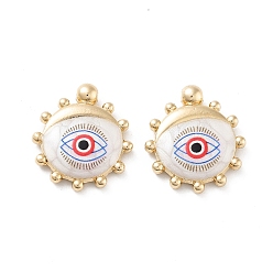 Dodger Blue Rack Plating Alloy Enamel Pendants, with Resin, Sun with Evil Eye Charm, Cadmium Free & Nickel Free & Lead Free, Golden, Dodger Blue, 20.5x18.5x4mm, Hole: 1.6mm
