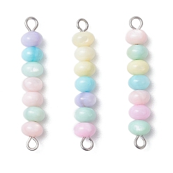 Нержавеющая Сталь Цвет Макарон цвет окрашенный натуральный пресноводный ракушка рондель бисер звенья, с 304 двойными петлями из нержавеющей стали, красочный, цвет нержавеющей стали, 31x5 мм, Отверстие : 1.6 мм & 1.8 мм