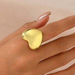 Сердце Латунные кольца-манжеты для женщин, золотые, сердце, 23 мм, внутренний диаметр: 16мм~18мм