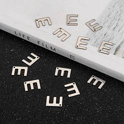 Letter E 304 Stainless Steel Letter Charms, Letter.E, 11x8x0.8mm, Hole: 1mm
