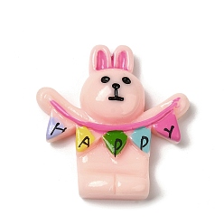 Розовый Пасхальные кабошоны из непрозрачной смолы, кролик, туманная роза, 30x29x7.5 мм