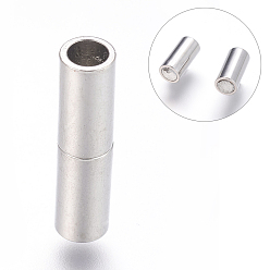 Платина Латунные магнитные застежки с клеевыми концами, колонка, платина, 18x4 мм, отверстие : 3 мм