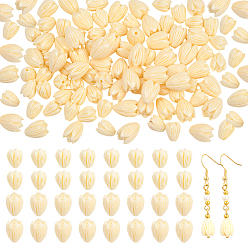 Ivoire 100 pièces 2 styles perles de corail synthétique teintées en forme de fleur de jasmin, blanc crème, 8~11x6.5~9mm, Trou: 1mm, 50 pcs / style