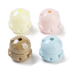 Mixed Color Opaque ABS Plastic Beads, Cat, Mixed Color, 15x15x13.5mm, Hole: 2mm