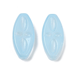 Светло-Синий Прозрачные стеклянные бусины, овальные с цветком, спекающийся лак, голубой, 20x9.5x4 мм, отверстие : 1.2 мм