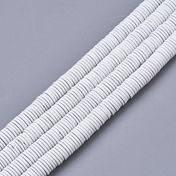 Белый Окрашенного распылением немагнитных синтетических нитей гематита бусы, Heishi бусы, Плоский круглый / диск, белые, 6x1 мм, отверстие : 0.8 мм, около 390~395 шт / нитка, 15.75 дюйм (40 см)