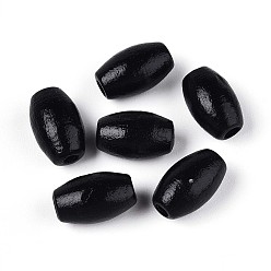 Черный Окрашенные распылением деревянные бусины Schima, рис, чёрные, 9.5~10x6~6.5 мм, отверстие : 1.8~2 мм