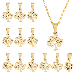 Золотой 12 шт. 304 подвески из нержавеющей стали, древо жизни, золотые, 16x12x1.3 мм, отверстие : 6x3 мм