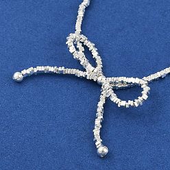 Платинированный Ожерелья с подвеской в виде банта из латуни, квадратные бусины ожерелья для женщин, Реальная платина, 14.96 дюйм (38 см)