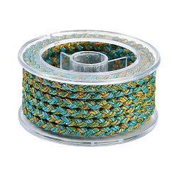 Темно-бирюзовый Оплетенный нейлоновый шнур, для изготовления ювелирных изделий, круглые, темные бирюзовый, 3.8~5 мм, около 2.19 ярдов(2м)~3.28 ярдов(3м)/рулон