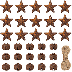 Без Покрытия Наборы для самостоятельного изготовления подвесных украшений, включая железный кулон и джутовый шнур, сырой (без покрытия), 10x11.5 мм