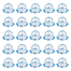 Синий 30 шт., акриловые колпачки с УФ-покрытием, цветок, синие, 24x15.5 мм, отверстие : 3 мм, внутренний диаметр: 16.5 мм