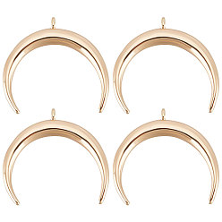 Настоящее золото 18K Латунь прелести, двойной рог / полумесяц, реальный 18 k позолоченный, 13x14x1 мм, отверстие : 0.8 мм, 20 шт / коробка