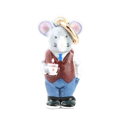 Mouse 304 нержавеющей стальной эмали подвески, прелести животных, золотые, мышь прелести, 18.5x9x6.5 мм, отверстие : 3.7 мм