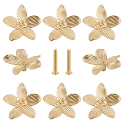 Золотой 6шт. ручки для ящиков из цветочного сплава, ящик выдвигает ручку, с железным винтом, для дома, кабинет, шкаф и комод, золотые, 58x56x18 мм