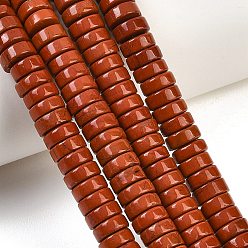 Красный Камень Натуральные красные яшмы бусы пряди, класс А, диск, Heishi бусы, 8x3~3.5 мм, отверстие : 0.9 мм, около 115 шт / нитка, 14.96'' (38 см)