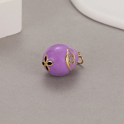 Orchid Alloy Enamel Pendant, Easter Egg Charms, Orchid, 21.6x14.6mm