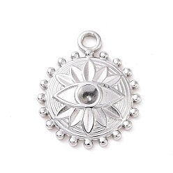 Stainless Steel Color Tarnish Resistant 304 Stainless Steel Pendant Rhinestone Settings, Flat Round with Eye, Stainless Steel Color, Fit for 3mm Rhinestone, 21.5x18x2.5mm, Hole: 2.5mm