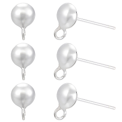Серебро 5 пары 925 фурнитура для сережек-гвоздиков из стерлингового серебра, полукруглый, с петлей и 10 пластиковые ушные гайки, серебряные, 7x4.5 мм, отверстия : 1.4~1.5 mm и 0.7 мм, штифты : 0.7 мм