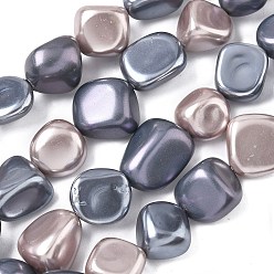 Розово-Коричневый Гальванические оболочки жемчужные бусы пряди, самородки, розово-коричневый, 12~14x12~16x9~14 мм, отверстие : 0.7~0.9 мм, около 29 шт / нитка, 15.28'' (38.8 см)