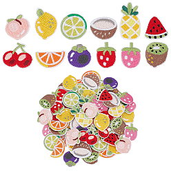 Mixed Shapes 84Pcs 12 Styles Fruit Theme Polyester Appliques, Ornament Accessories, for DIY Sewing Craft Decoration, Mixed Color, Mixed Shapes, 14~32.5x17~25.5x1.5~2mm, 7pcs/style